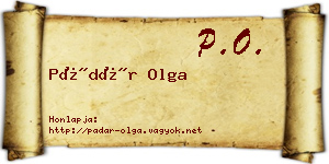 Pádár Olga névjegykártya