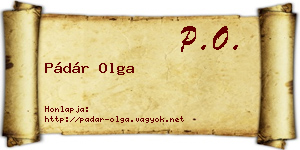 Pádár Olga névjegykártya